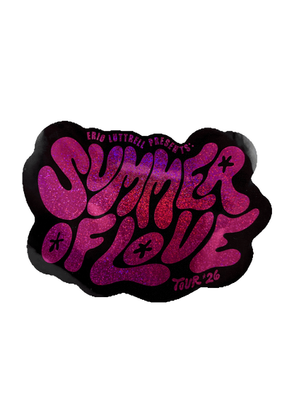 Sticker with 'Summer of Love' text on a transparent background